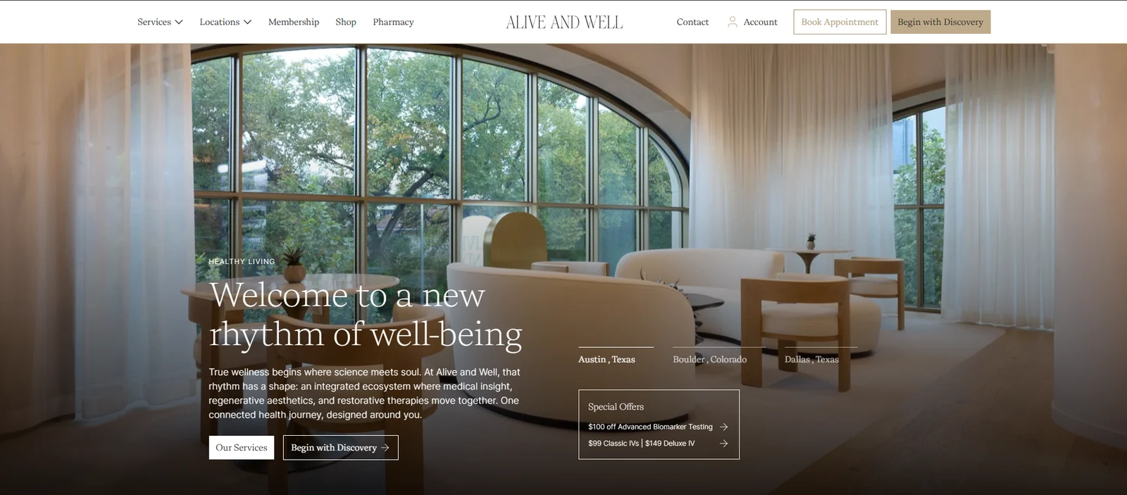 Alive and Well website preview