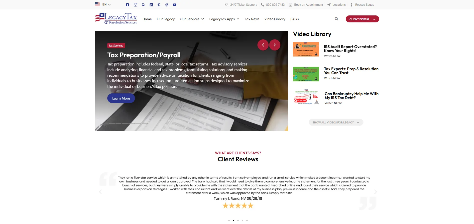 Legacy Tax & Resolution Services website preview